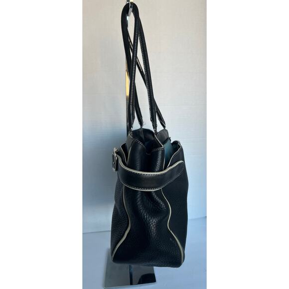Cole Haan Stone Village Large Black Pebble Leather with Ivory Trim Shoulder Bag - Picture 2 of 13